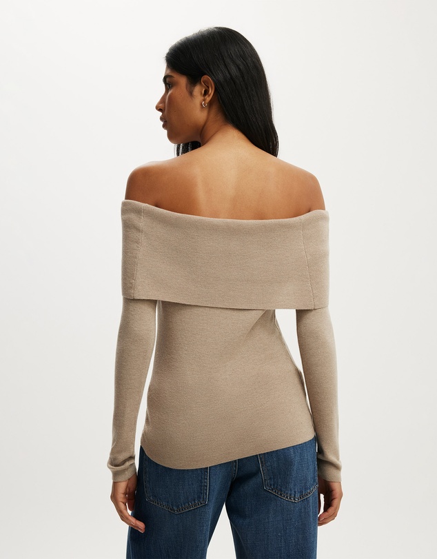 Cotton On - Twist Off Shoulder Ls Knit