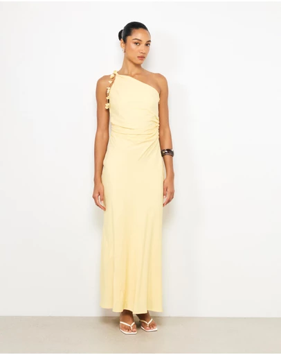 AERE - Ilaria Floral One Shoulder Maxi Dress