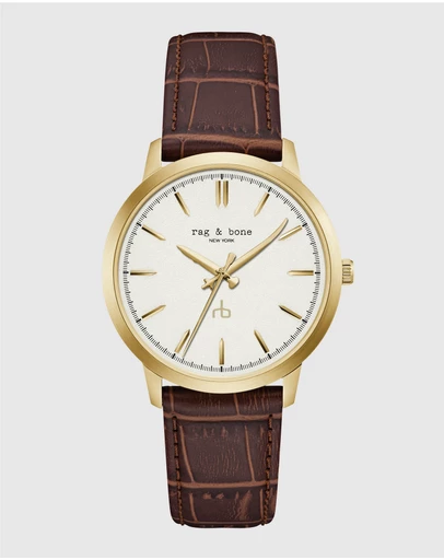 rag & bone - Manston Mens Brown Leather Strap Watch