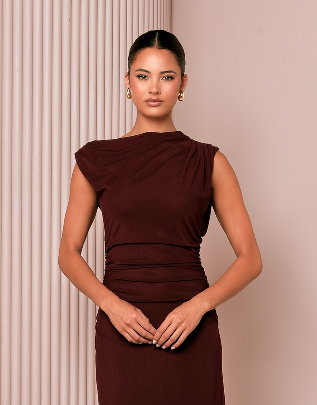 Azzurielle - Pru Off Shoulder Mesh Dress