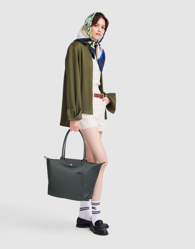 Longchamp - Le Pliage Green Canvas Shoulder Bag - Large