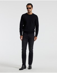 Calibre - Geometric Jacquard Crew Neck Sweater Navy