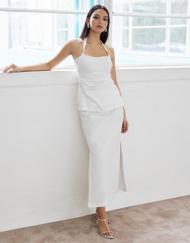 Lover - Tianah Tuck Detail Midi Skirt