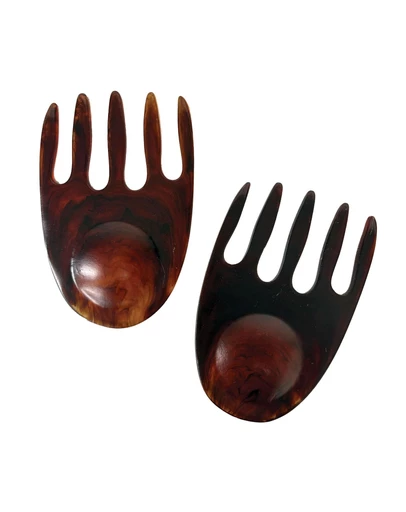 Urban Attitude - Urban Attitude SHELLY Salad Hands Servers Length 14cm, Width 9.3cm - Dark Cocoa