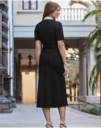 Sosandar - Contrast Trim Fit & Flare Dress