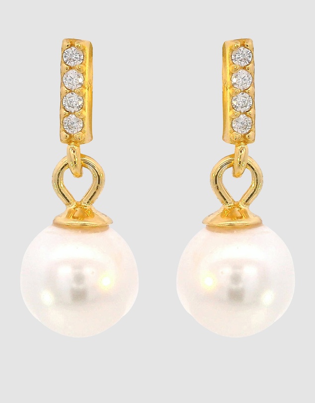 Georgini - Georgini Adagio Effortless Glow Bar Dangle Pearl Earrings Gold
