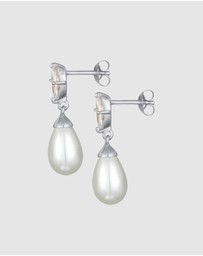 Elli Jewelry - Earrings Drop Elegant with Zirconia And Shell Core Pearls in 925 Sterling Silver
