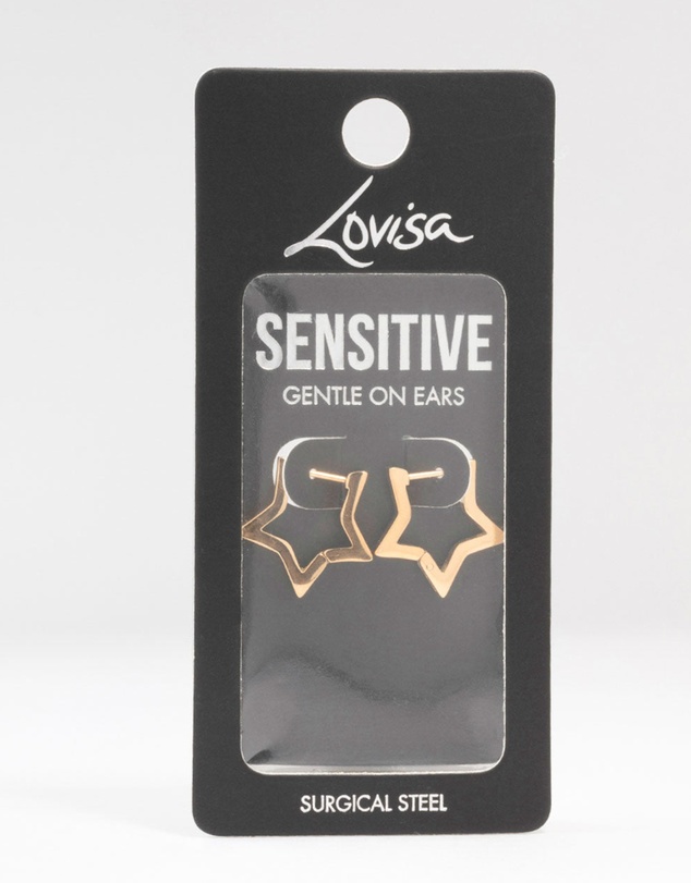 Lovisa - Gold Plated Surgical Steel Star Outline Huggie Earrings