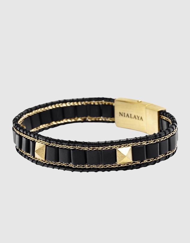 Nialaya Jewellery - Black Onyx Stud Bracelet