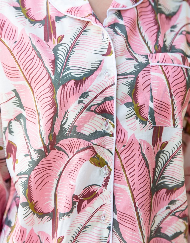 Sant And Abel - Women's Martinique® Pink Banana Leaf Long PJ Set