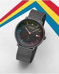 Mondaine - Mondaine Doppio Bauhaus Black Stainless Steel 41mm Watch