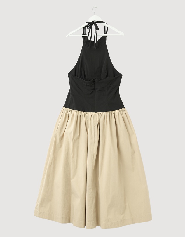 Revibe - Repaired Shona Joy Campbell Contrast Halter Neck Midi Dress - AU 14