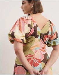Atmos&Here Curvy - Kiki Puff Sleeve Cotton Poplin Midi Dress