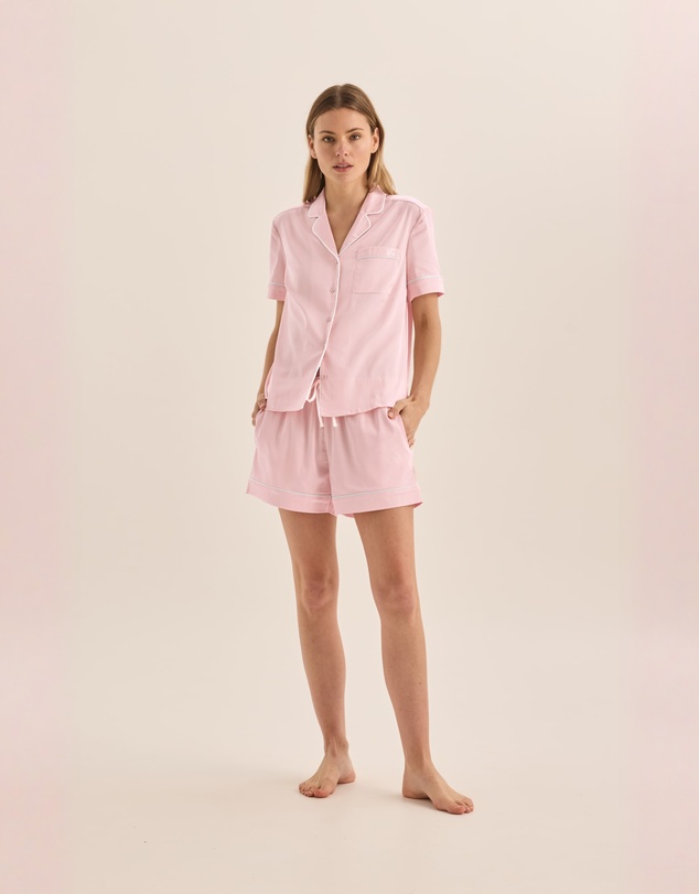 Gingerlilly - Sonia Pink Satin Short PJ Set