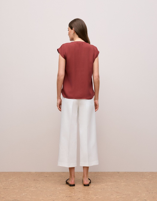 Trenery - Modal Cap Sleeve Blouse in Deep Red