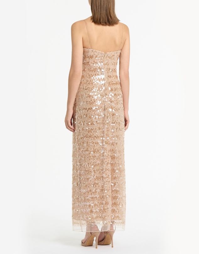 Carla Zampatti - Pale Gold Linear Sequin Gown