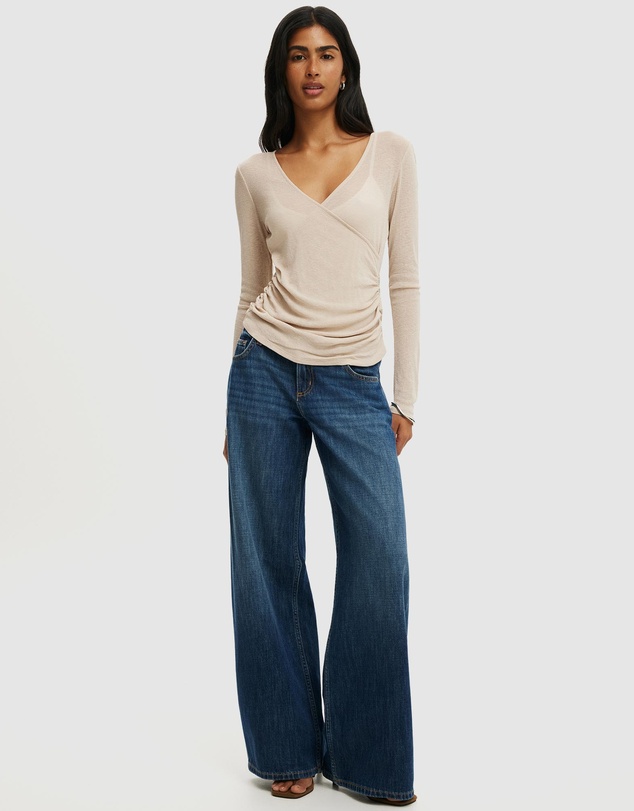 Cotton On - Soul Faux Wrap Long Sleeve Top