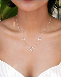 Elli Jewelry - Necklace Cloverleaf Symbol Luck with Zirconia in 925 Sterling Silver