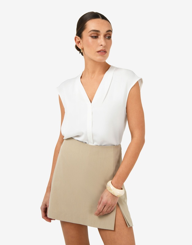 Forcast - Adelaide V-Neck Cap Sleeve Top