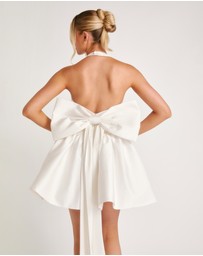 Six Stories - Halter Neck Bow Back Volume Mini Dress