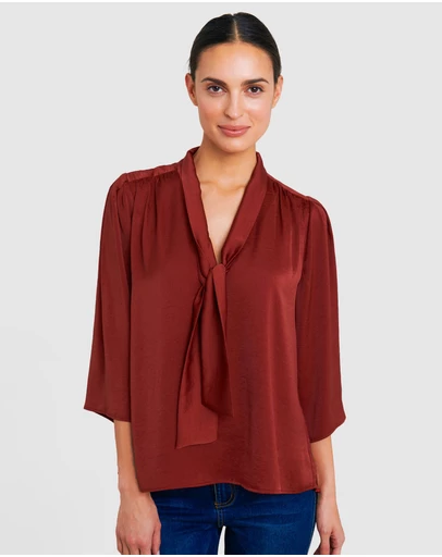 Forcast - Yaretzi Tie Neck Blouse