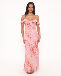 Petal & Pup - Alexia Off Shoulder Maxi Dress - Pink Floral