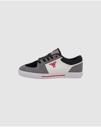 Fallen Footwear - Fallen Footwear Patriot Kids Suede/PU Skate Sneaker GRY/WHT/RED