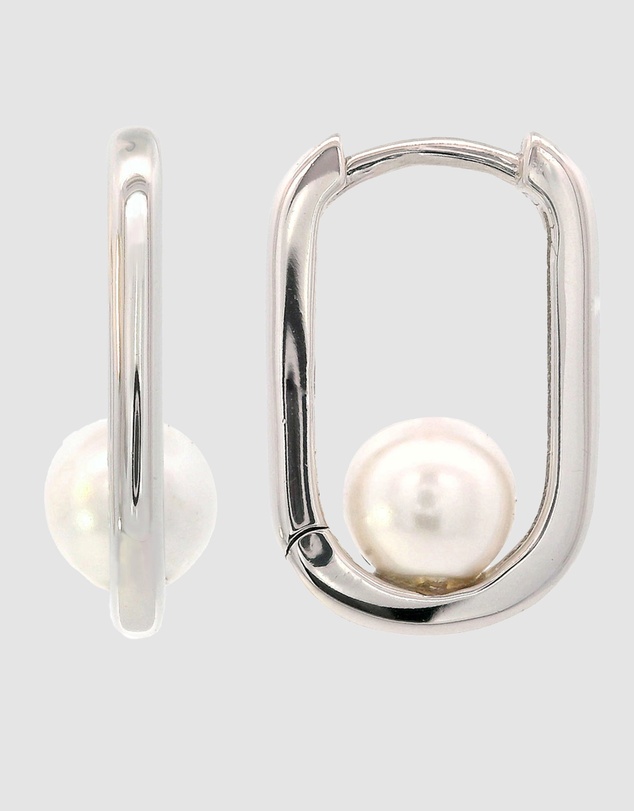 Georgini - Georgini Adagio Nine-2-Five Pearl Oval Hoops Silver