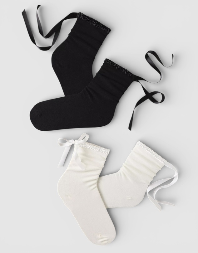 High Heel Jungle - Lara Satin Trim Cotton Socks - 2 Pairs