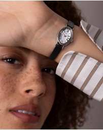 TIMEX - Women's Cavatina Silver-tone Case with Black Strap
