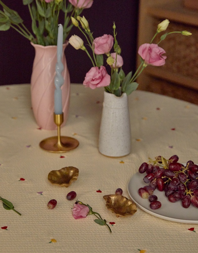 Mosey Me - Forget Me Not Embroidered Tablecloth