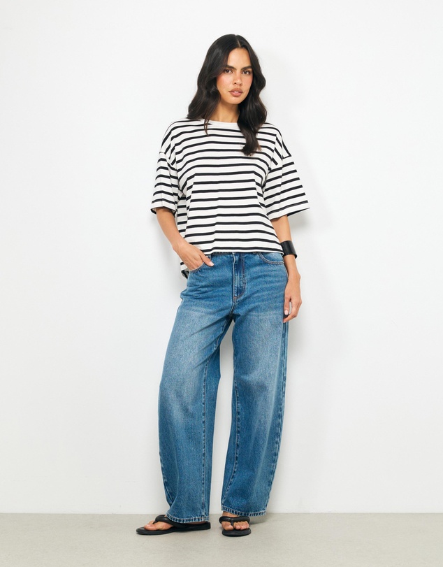 AERE - Layla Stripe Boxy Tee