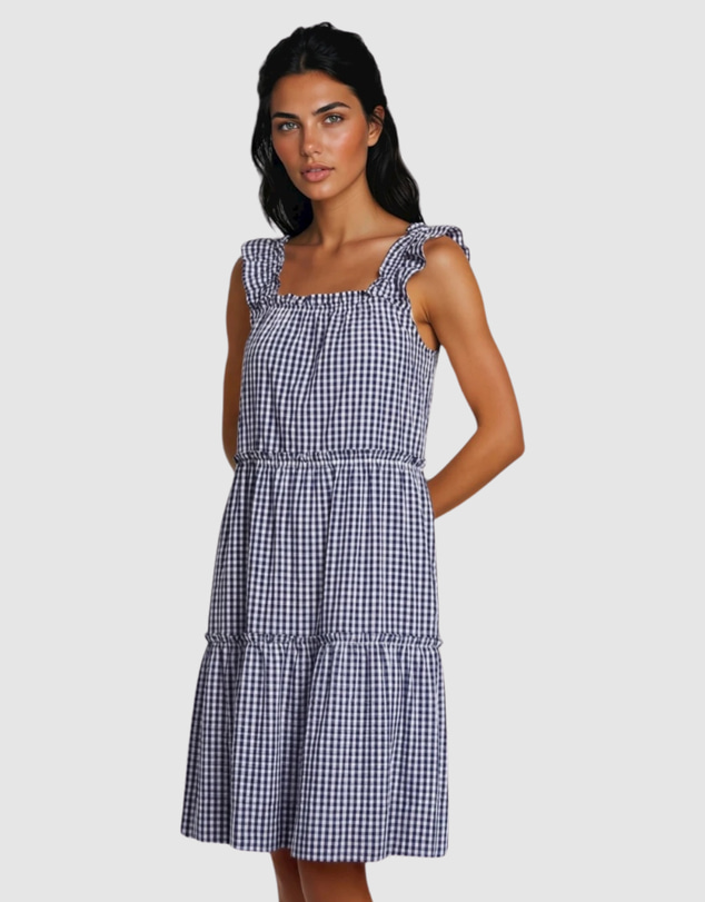 Sant And Abel - Women's Hepburn Gingham Navy Nightie
