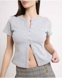 Subtitled - Neri Rib Button T-Shirt