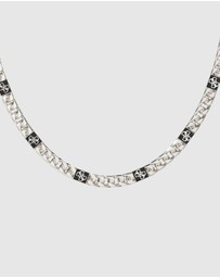 GUESS - Silver-Tone 4G Curb Chain Pave Necklace