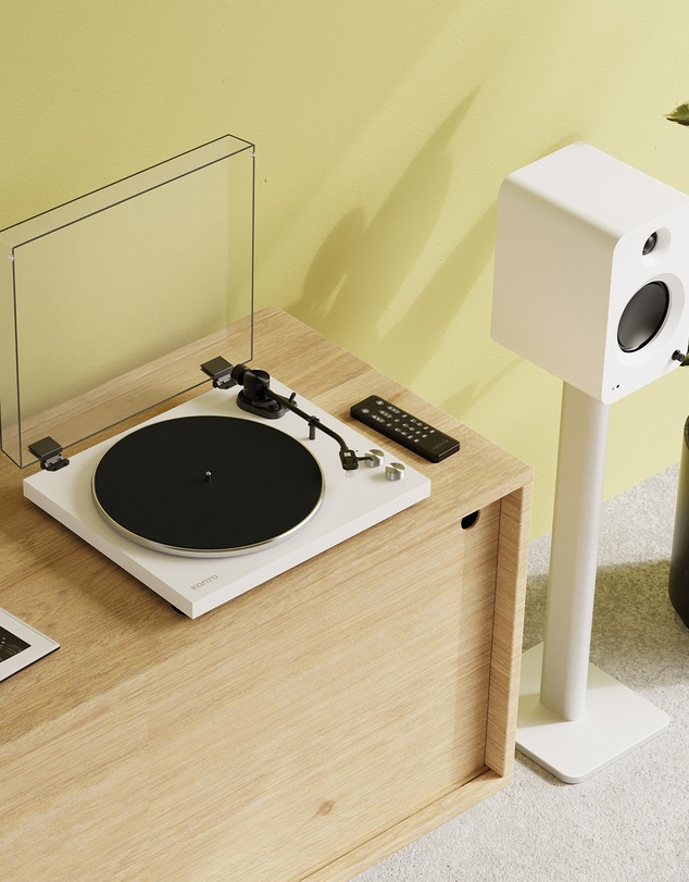 iWorld - Kanto OBI3 Turntable with Bluetooth 5.3, Preamp, and Pitch Control - Matte White