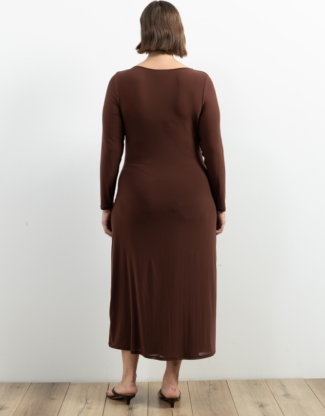 Atmos&Here Curvy - Dani Long Sleeve Mesh Midi Dress