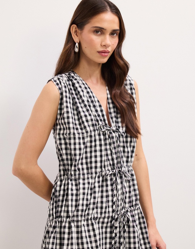 The Fated - Macey Gingham Tie Up Mini Dress