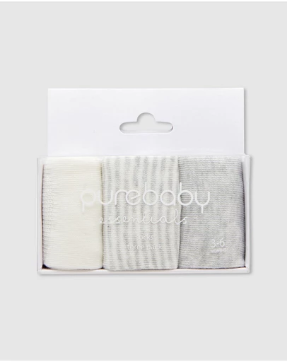 Purebaby - 3 Sock Pack-Kids-Babies