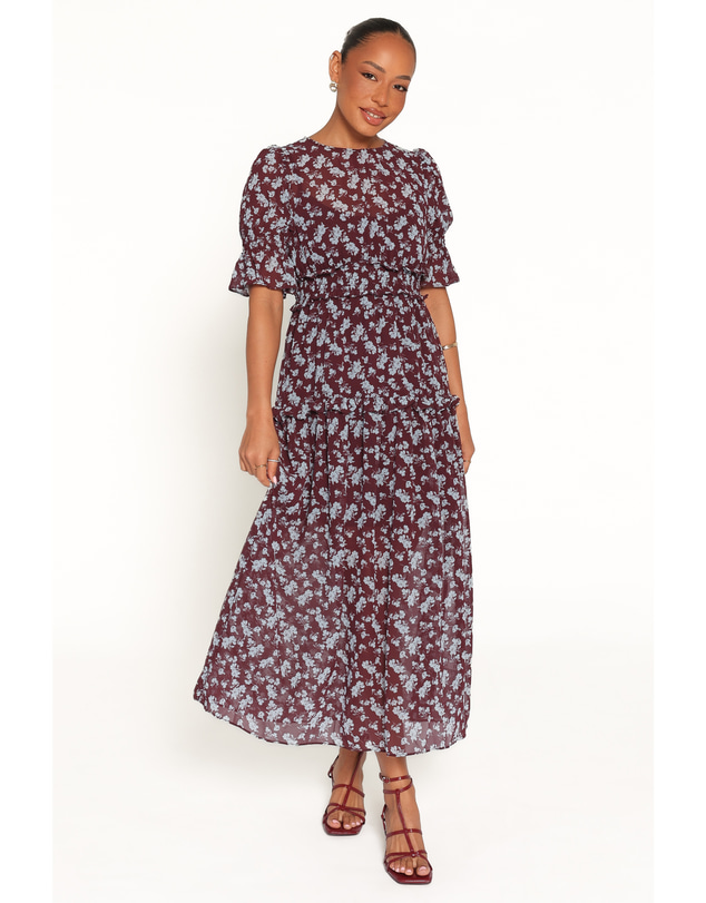 Petal & Pup - Kelina Maxi Dress - Burgundy Floral