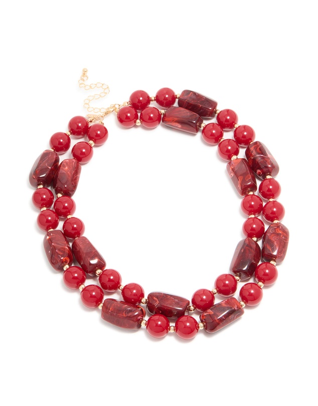 Lovisa - Red Acrylic Beaded Layered Necklace