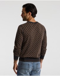 Calibre - Monogram Jacquard Merino Wool Sweater Camel