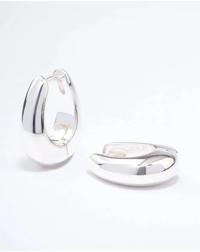 Lovisa - Silver Plated Chunky Oval Huggie Earrings