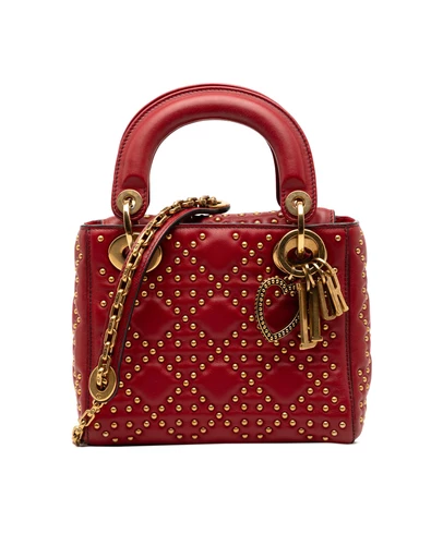 Pre-Loved by Azura Reborn - Pre-Loved Mini Lambskin Cannage Studded Supple Lady Dior