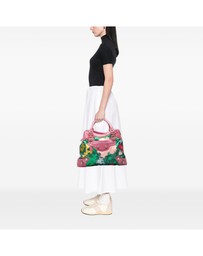 Pre-Loved by Azura Reborn - Pre-Loved Lambskin and Satin Floral Print Motocross Giant 21 Brief Satchel