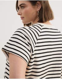 Atmos&Here Curvy - Poppy Cotton Stripe T-Shirt