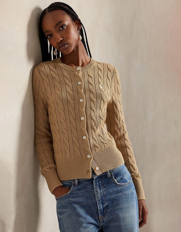 Polo Ralph Lauren - Cable-Knit Cotton Crewneck Cardigan - The ICONIC Exclusive