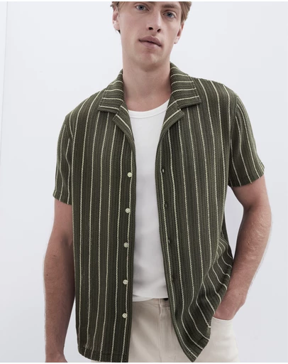 UNISON - Crochet Textured Resort Shirt