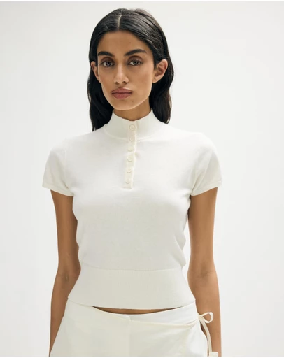 Minima Esenciales - Zoa Cotton Cashmere Funnel Neck Knit Top
