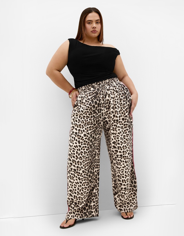City Chic - Plus size Leopard Tape Stripe Pant - neutral